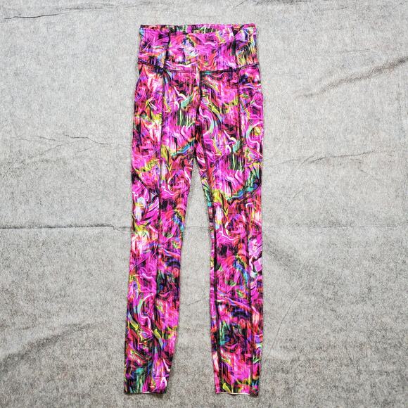 Lululemon Leggings Womens 2 Fast Free High Rise 25" Nulux Hyper Flow Pink Multi - Picture 1 of 10